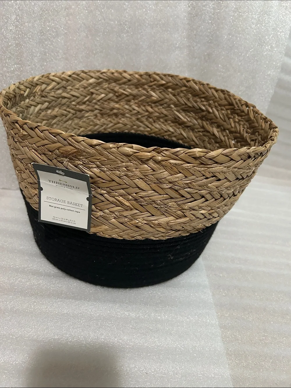 Threshold Mat Grass Poly-Cotton Rope 13” L x 13” W x 8” H Two tone basket